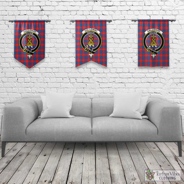 Galloway Red Tartan Gonfalon, Tartan Banner with Family Crest