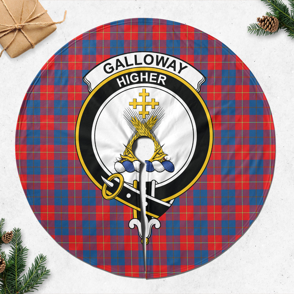 Galloway Red Tartan Christmas Tree Skirt with Family Crest - Tartanvibesclothing