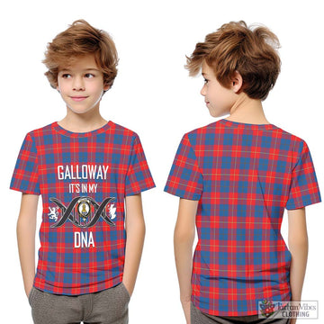 Galloway Red Tartan Kid T-Shirt with Family Crest DNA In Me Style