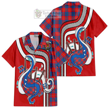 Galloway Red Tartan Short Sleeve Button Shirt with Epic Bagpipe Style