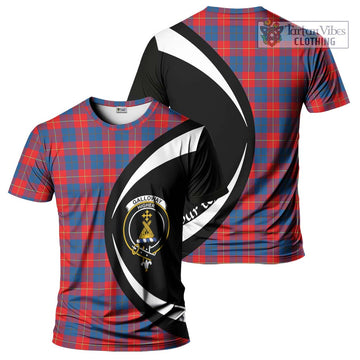 Galloway Red Tartan T-Shirt with Family Crest Circle Style