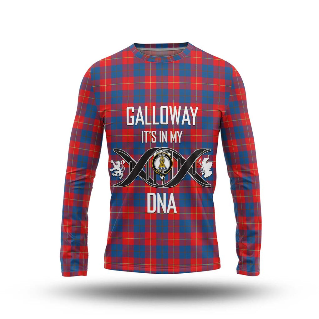 Galloway Red Tartan Long Sleeve T-Shirt with Family Crest DNA In Me Style Unisex - Tartanvibesclothing Shop