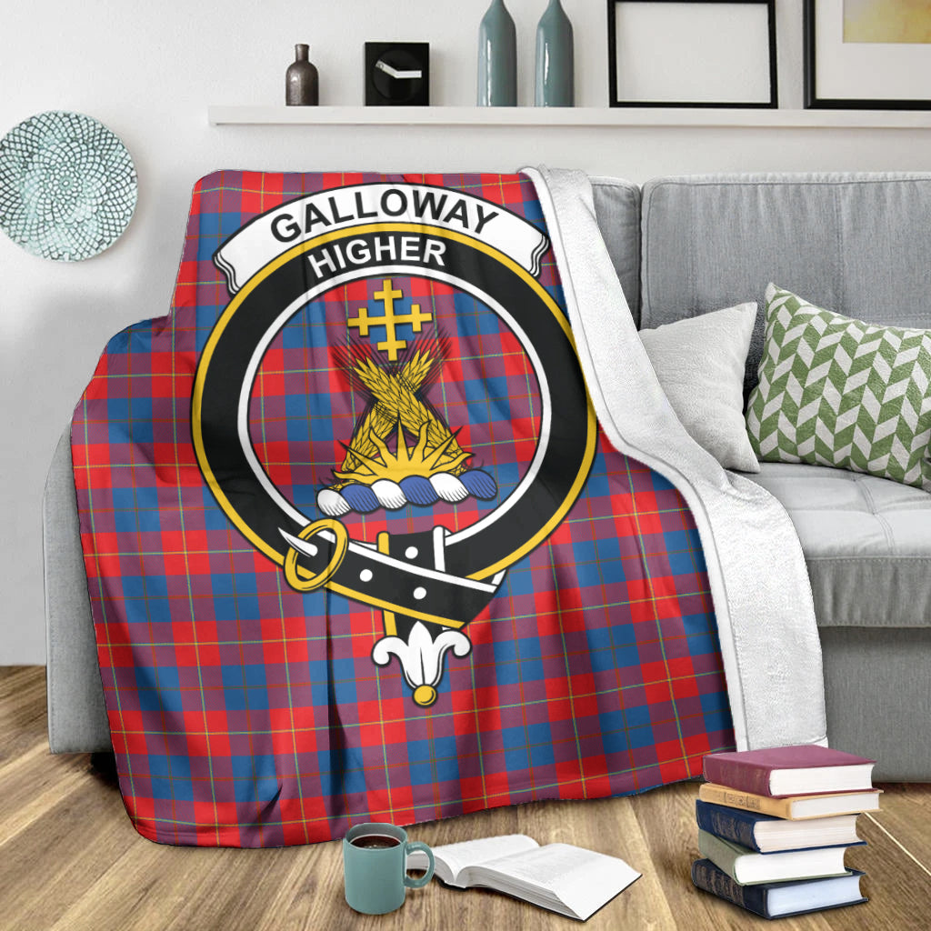 galloway-red-tartab-blanket-with-family-crest