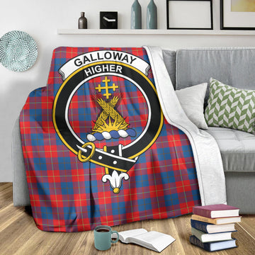 Galloway Red Tartan Blanket with Family Crest