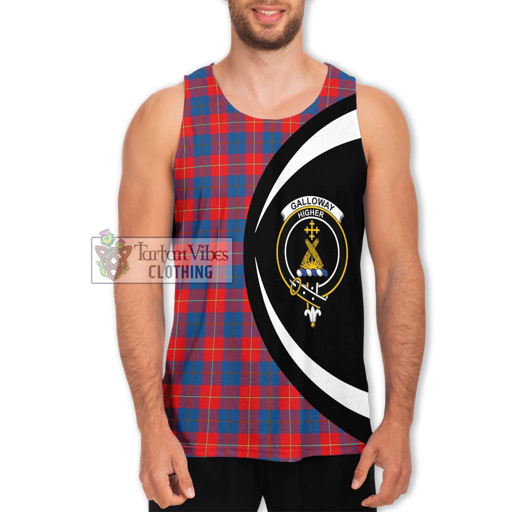 Galloway Red Tartan Men's Tank Top with Family Crest Circle Style Men - Tartan Vibes Clothing