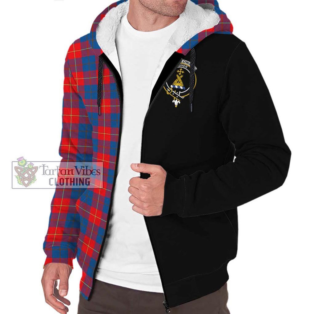 Galloway Red Tartan Sherpa Hoodie with Family Crest and Half Of Me Style Unisex S - Tartanvibesclothing Shop