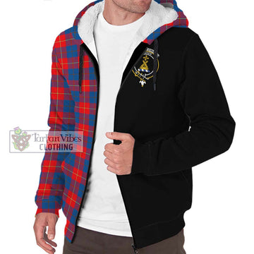 Galloway Red Tartan Sherpa Hoodie with Family Crest and Half Of Me Style