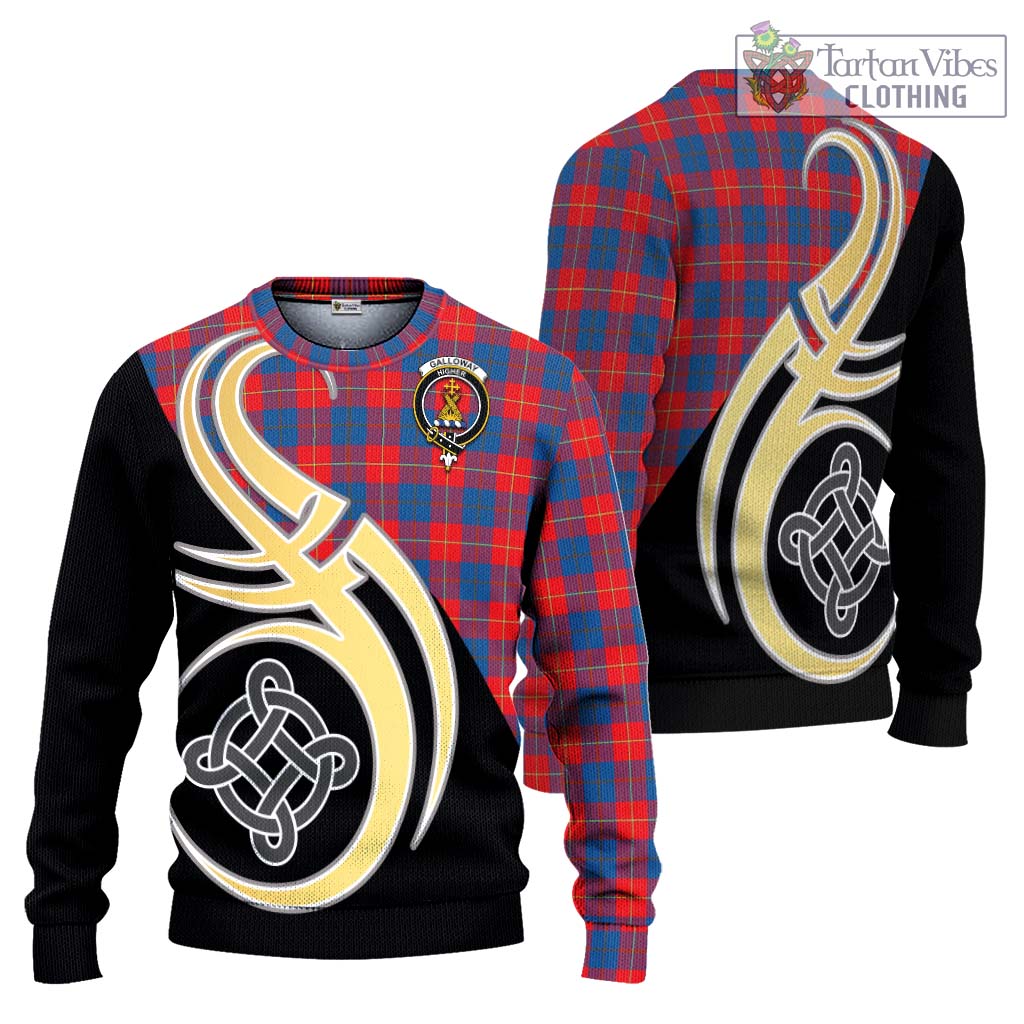 Galloway Red Tartan Knitted Sweater with Family Crest and Celtic Symbol Style Unisex - Tartan Vibes Clothing