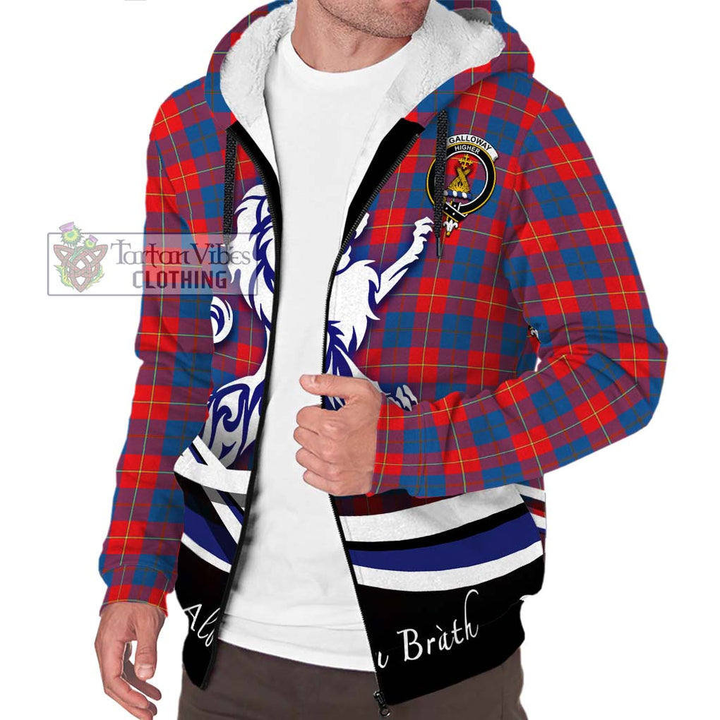 Galloway Red Tartan Sherpa Hoodie with Alba Gu Brath Regal Lion Emblem Unisex S - Tartanvibesclothing Shop