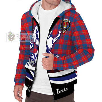 Galloway Red Tartan Sherpa Hoodie with Alba Gu Brath Regal Lion Emblem