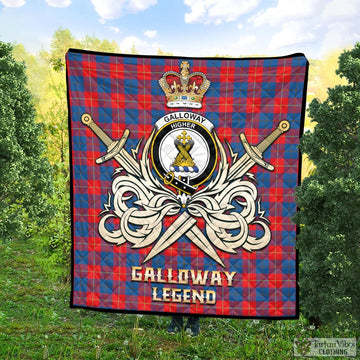 Galloway Red Tartan Quilt with Clan Crest and the Golden Sword of Courageous Legacy