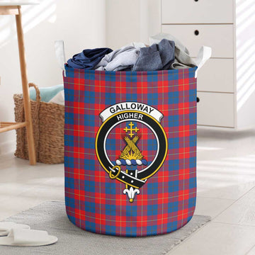Galloway Red Tartan Laundry Basket with Family Crest