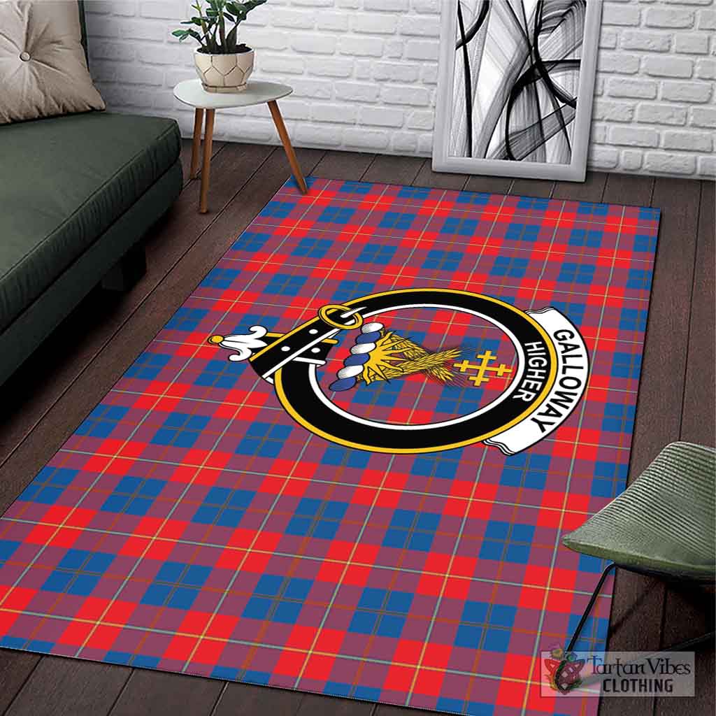 Tartan Vibes Clothing Galloway Red Tartan Area Rug with Family Crest