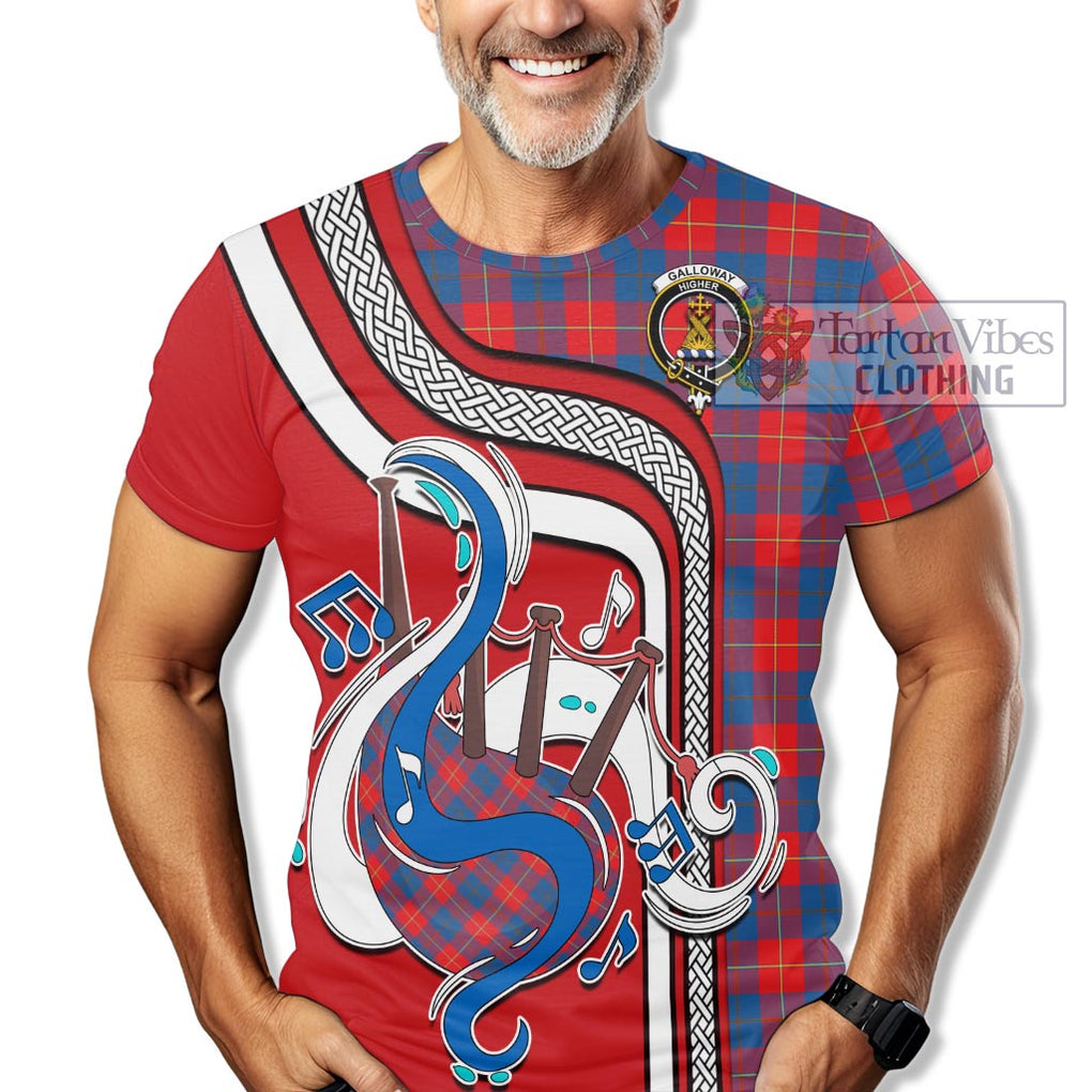 Galloway Red Tartan T-Shirt with Epic Bagpipe Style Kid's Shirt - Tartanvibesclothing Shop