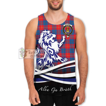 Galloway Red Tartan Men's Tank Top with Alba Gu Brath Regal Lion Emblem