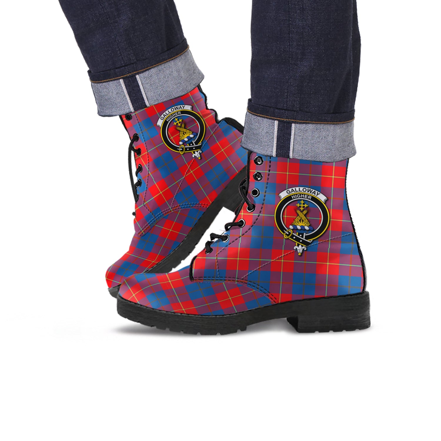 galloway-red-tartan-leather-boots-with-family-crest