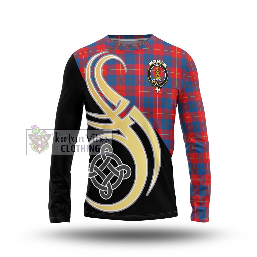 Galloway Red Tartan Long Sleeve T-Shirt with Family Crest and Celtic Symbol Style Unisex - Tartan Vibes Clothing