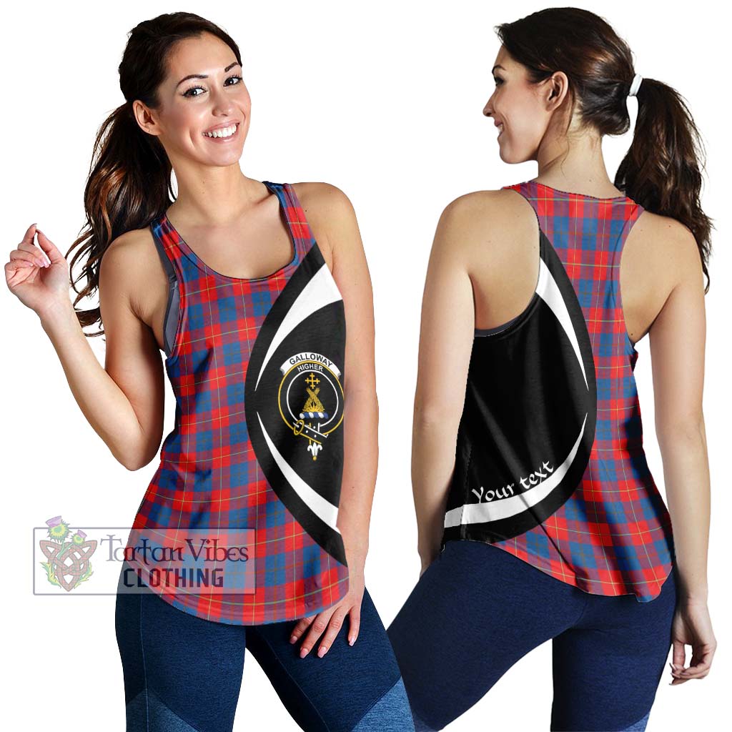 Galloway Red Tartan Women's Racerback Tanks with Family Crest Circle Style 4XL - Tartan Vibes Clothing