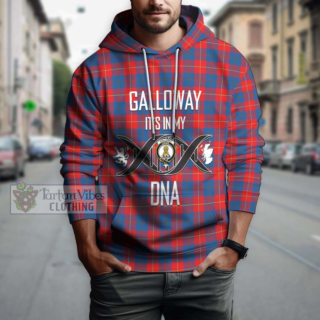 Galloway Red Tartan Hoodie with Family Crest DNA In Me Style Pullover Hoodie - Tartanvibesclothing Shop