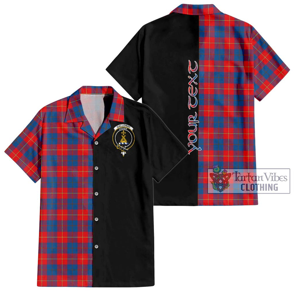 Galloway Red Tartan Short Sleeve Button Shirt with Family Crest and Half Of Me Style Kid - Tartanvibesclothing Shop