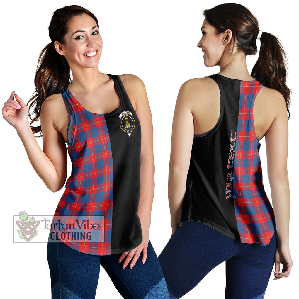 Galloway Red Tartan Women's Racerback Tanks with Family Crest and Half Of Me Style 4XL - Tartanvibesclothing Shop