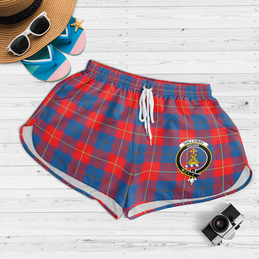 galloway-red-tartan-womens-shorts-with-family-crest