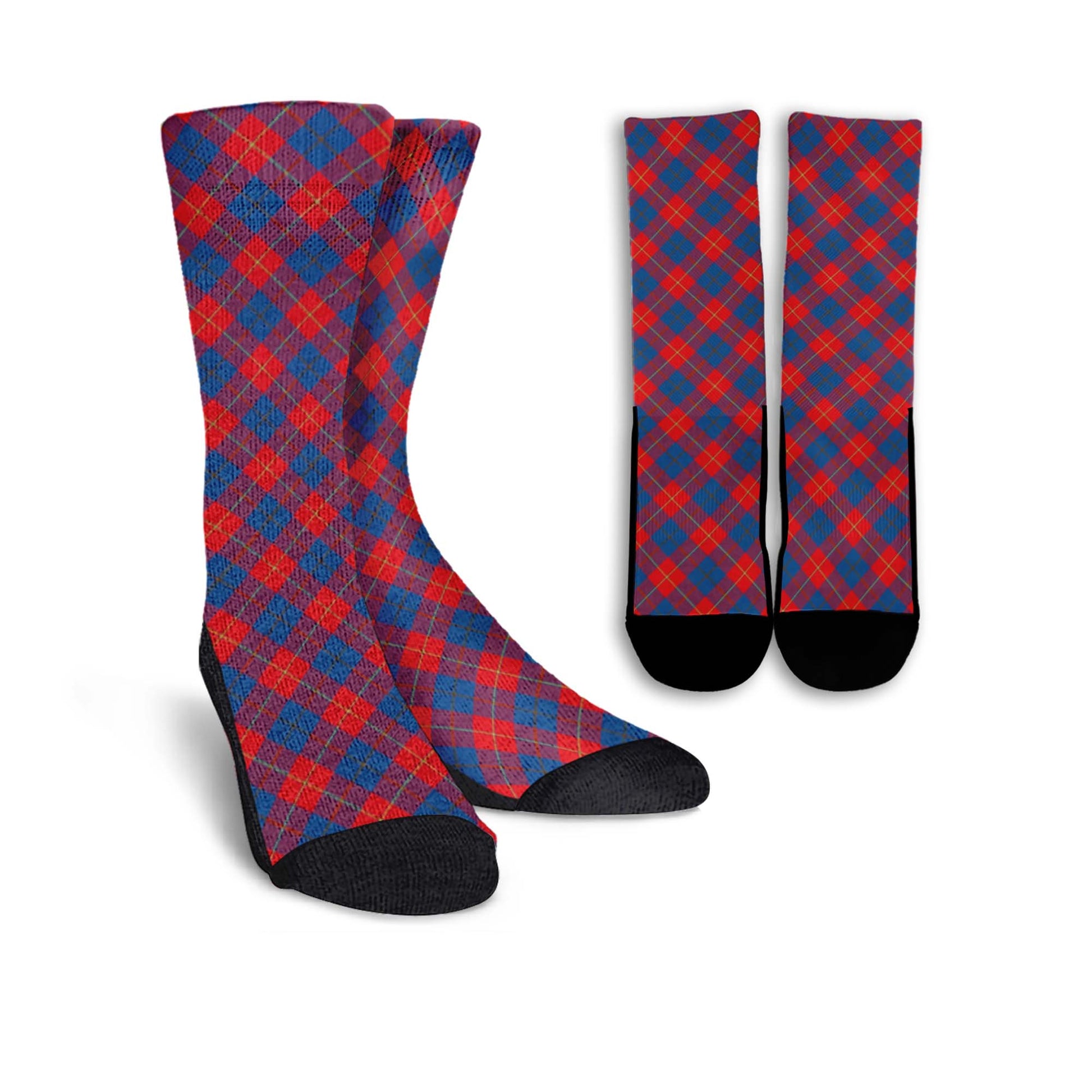 Galloway Red Tartan Crew Socks Cross Tartan Style - Tartanvibesclothing