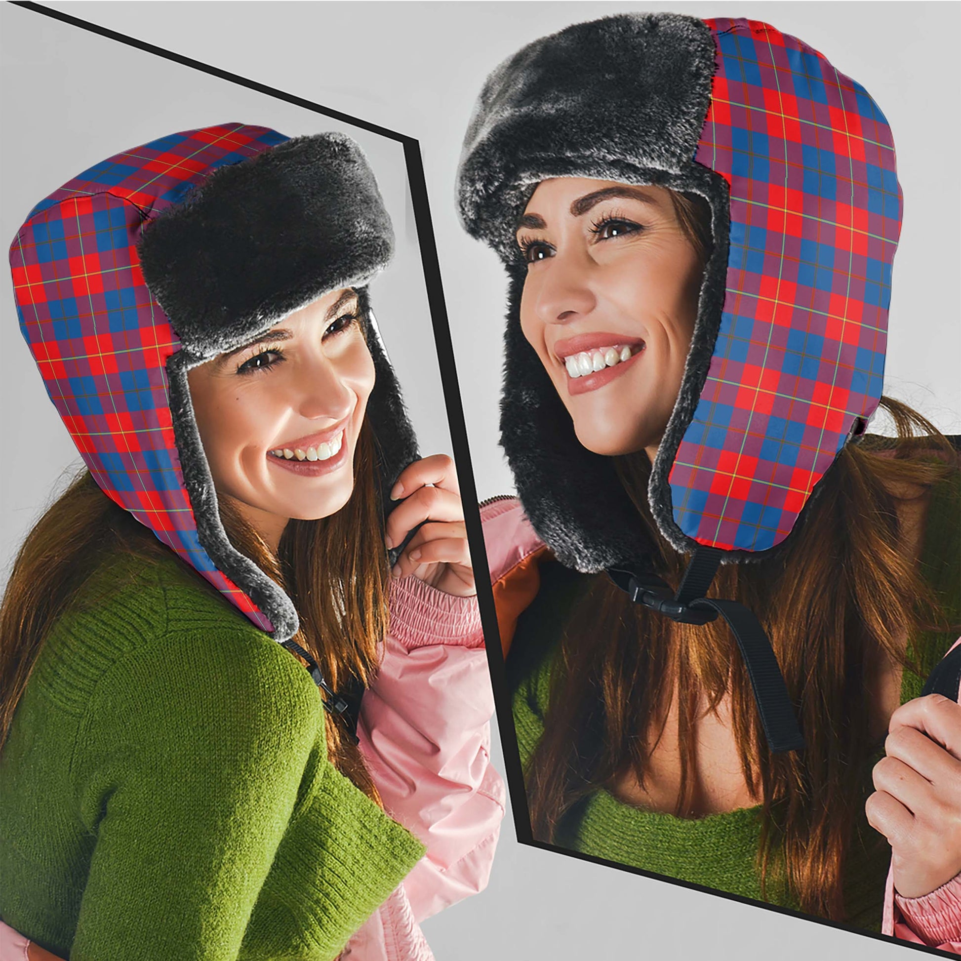 Galloway Red Tartan Winter Trapper Hat Winter Trapper Hat Universal Fit Circumference 22.8in (58cm) - Tartanvibesclothing