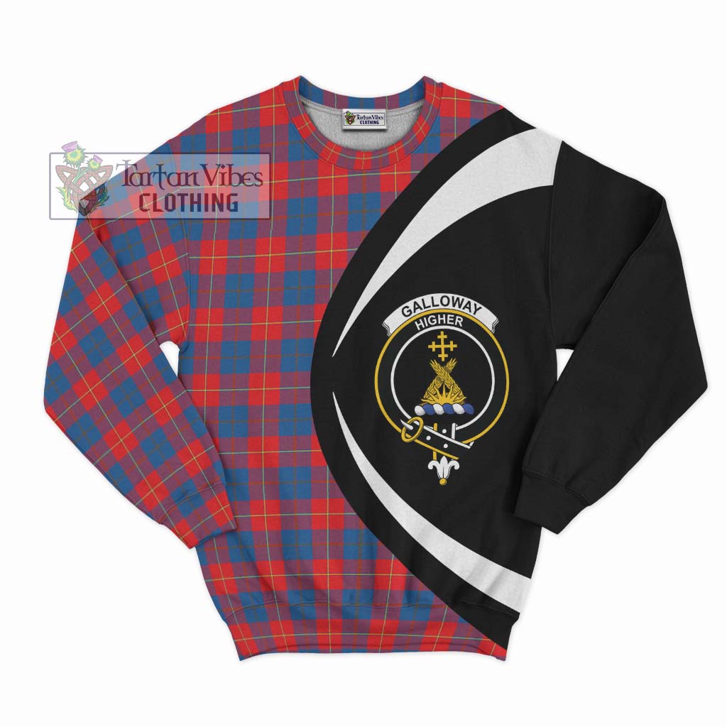 Galloway Red Tartan Sweatshirt with Family Crest Circle Style Unisex - Tartan Vibes Clothing