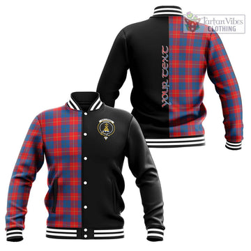 Galloway Red Tartan Baseball Jacket with Family Crest and Half Of Me Style