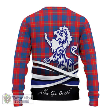 Galloway Red Tartan Ugly Sweater with Alba Gu Brath Regal Lion Emblem