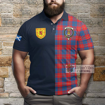 Galloway Red Tartan Polo Shirt Alba with Scottish Lion Royal Arm Half Style