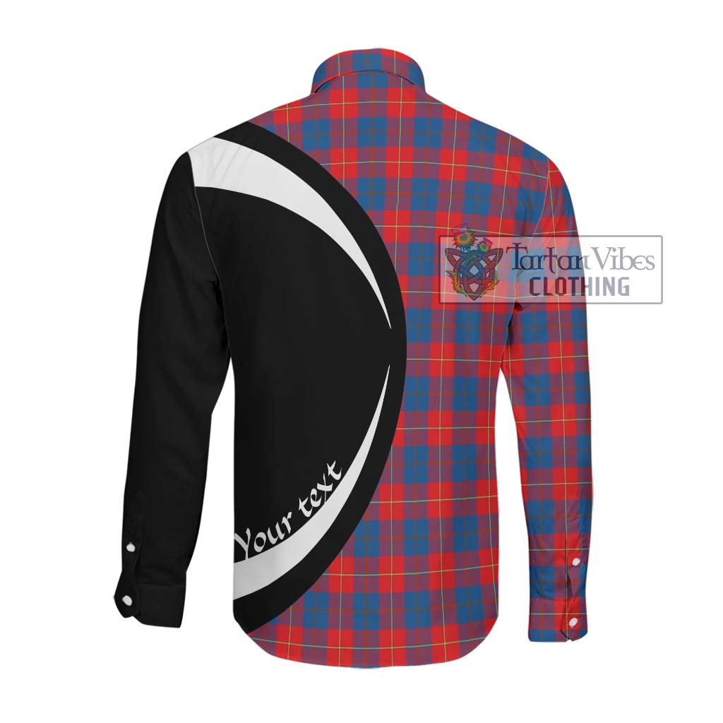 Galloway Red Tartan Long Sleeve Button Up with Family Crest Circle Style Men's Shirt - Tartan Vibes Clothing