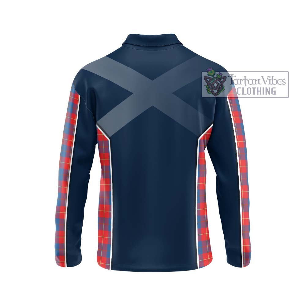 Galloway Red Tartan Long Sleeve Polo Shirt with Family Crest and Lion Rampant Vibes Sport Style - Tartan Vibes Clothing