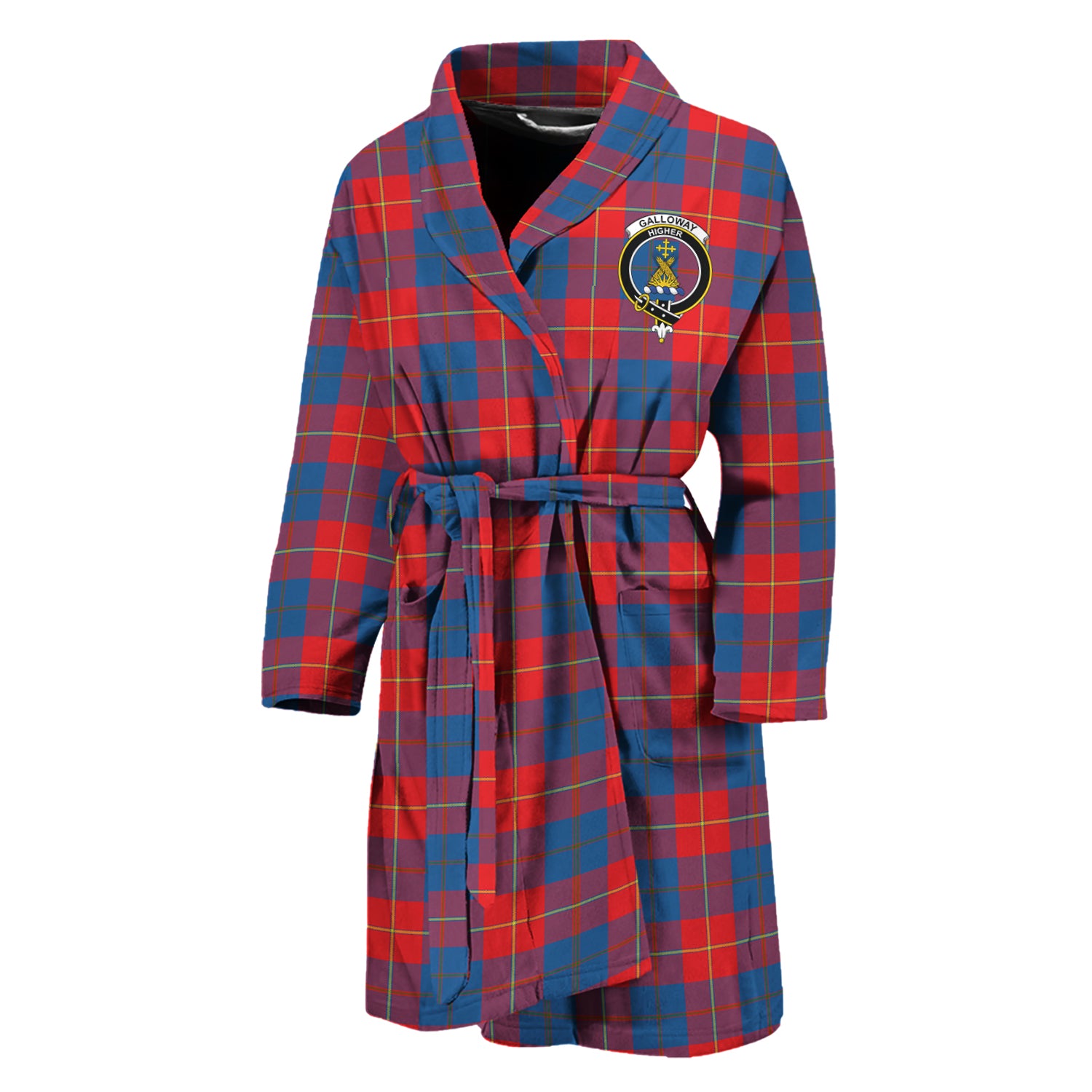 galloway-red-tartan-bathrobe-with-family-crest