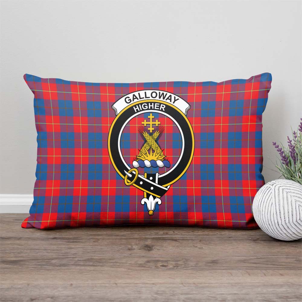 Galloway Red Tartan Pillow Cover with Family Crest Rectangle Pillow Cover - Tartanvibesclothing