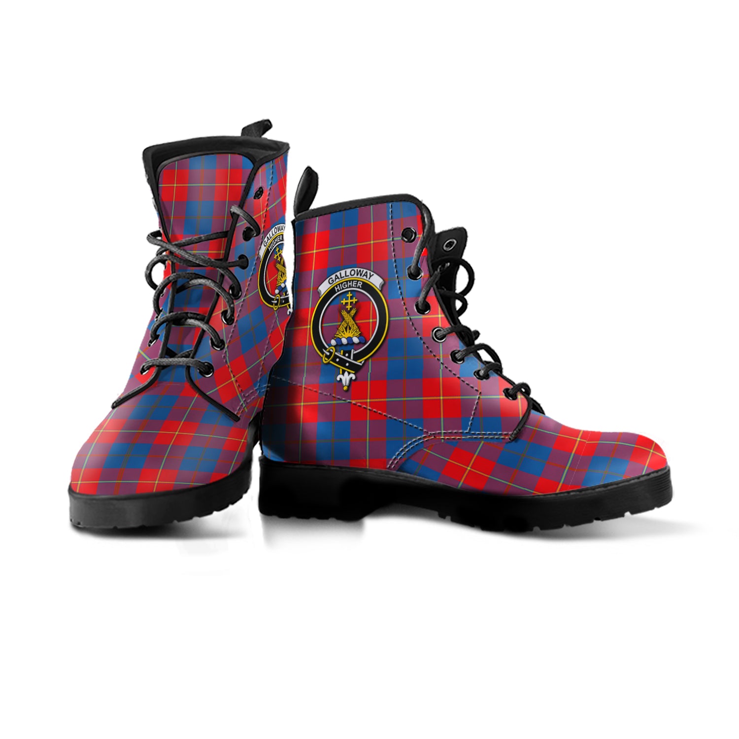 galloway-red-tartan-leather-boots-with-family-crest