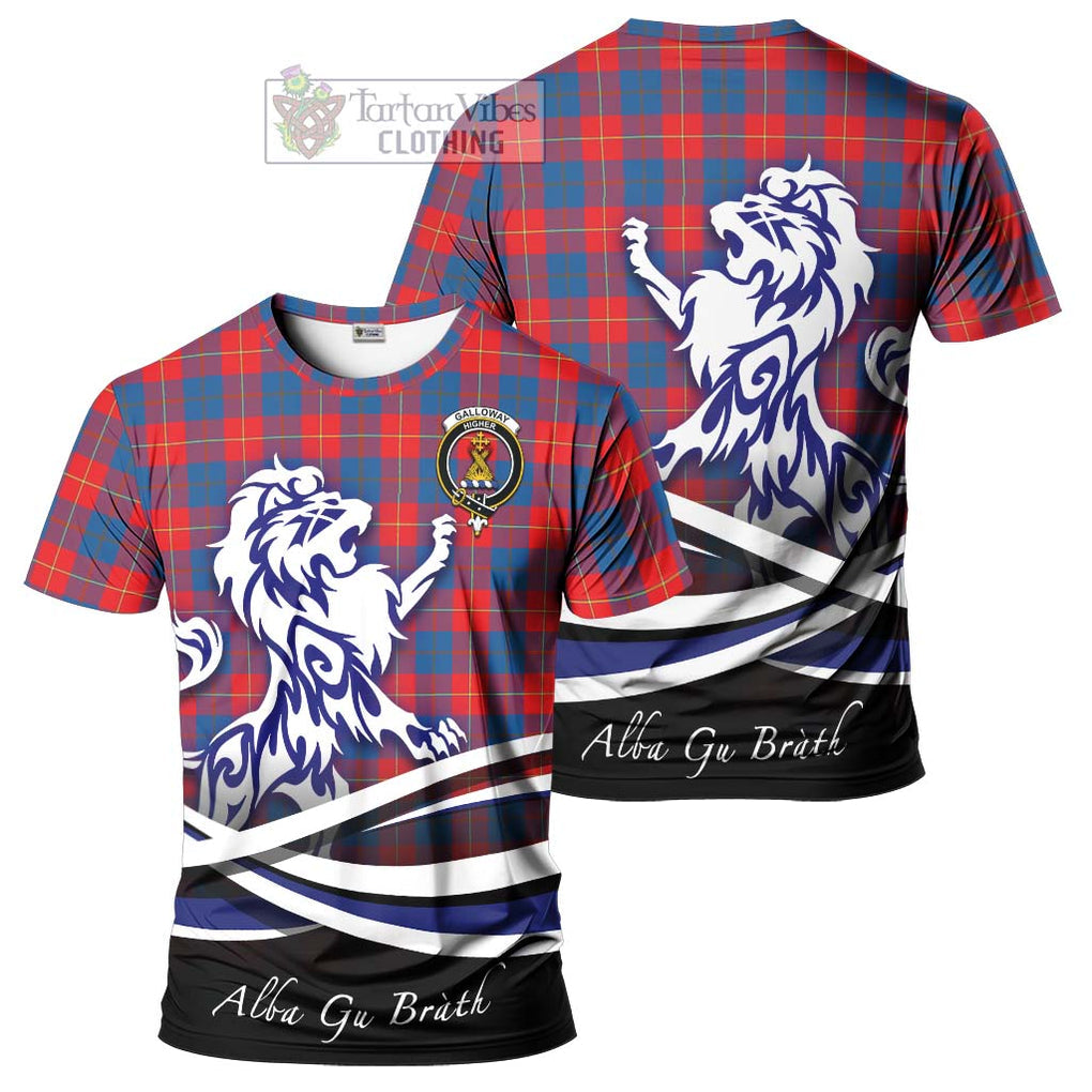 Tartan Vibes Clothing Galloway Red Tartan Cotton T-shirt with Alba Gu Brath Regal Lion Emblem