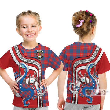 Galloway Red Tartan Kid T-Shirt with Epic Bagpipe Style