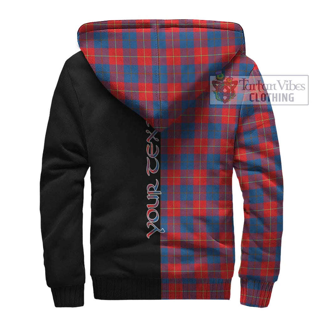 Galloway Red Tartan Sherpa Hoodie with Family Crest and Half Of Me Style - Tartanvibesclothing Shop