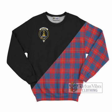 Galloway Red Tartan Sweatshirt with Family Crest and Military Logo Style