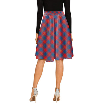 Galloway Red Tartan Melete Pleated Midi Skirt