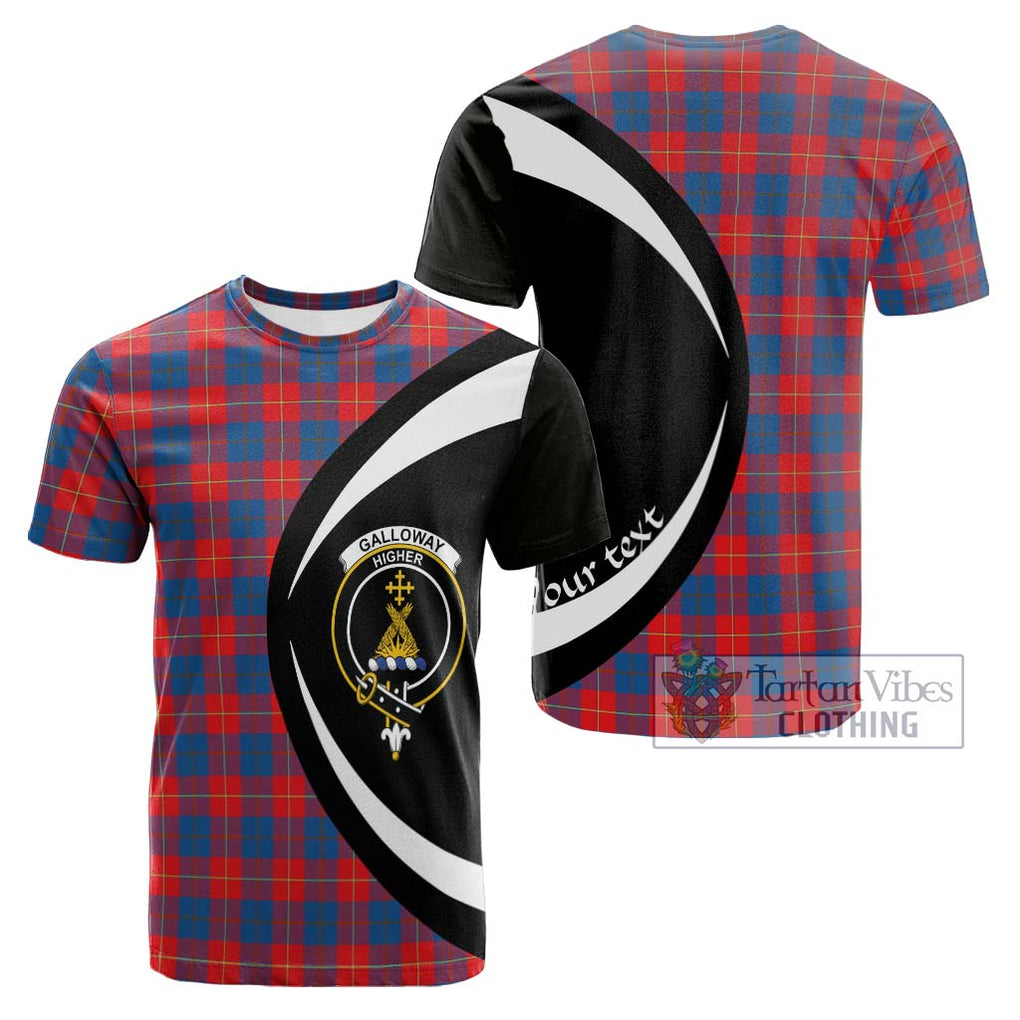 Tartan Vibes Clothing Galloway Red Tartan Cotton T-shirt with Family Crest Circle Style