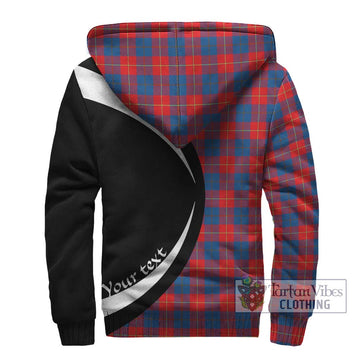 Galloway Red Tartan Sherpa Hoodie with Family Crest Circle Style