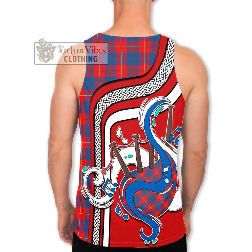 Galloway Red Tartan Men's Tank Top with Epic Bagpipe Style - Tartanvibesclothing Shop