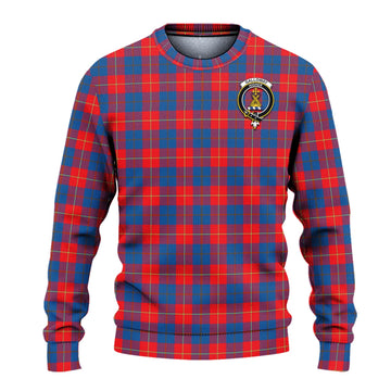 Galloway Red Tartan Knitted Sweater with Family Crest