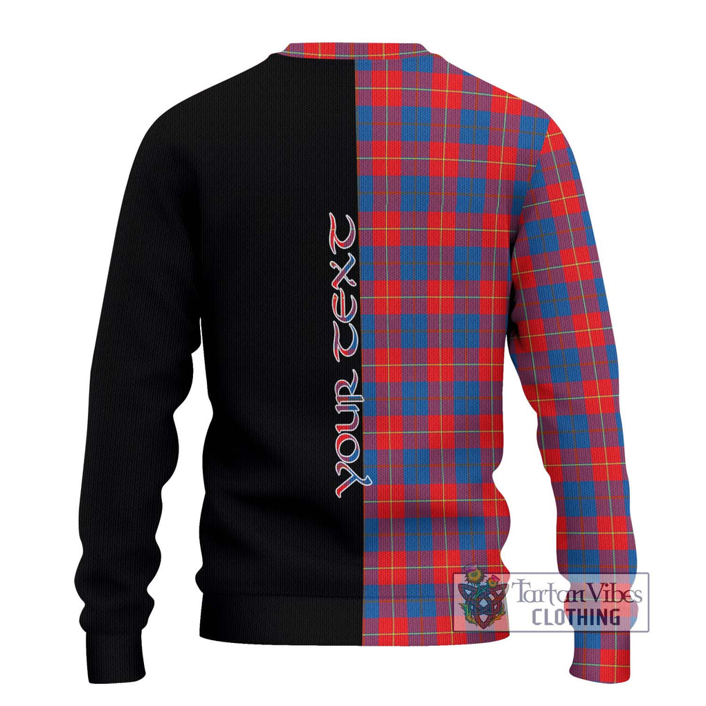 Galloway Red Tartan Knitted Sweater with Family Crest and Half Of Me Style - Tartanvibesclothing Shop