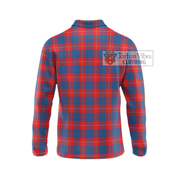 Galloway Red Tartan Long Sleeve Polo Shirt with Family Crest DNA In Me Style