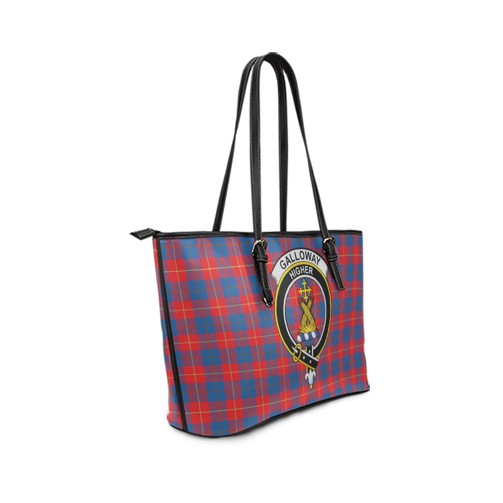 galloway-red-tartan-leather-tote-bag-with-family-crest