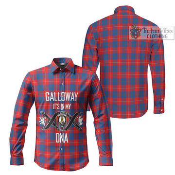 Galloway Red Tartan Long Sleeve Button Shirt with Family Crest DNA In Me Style